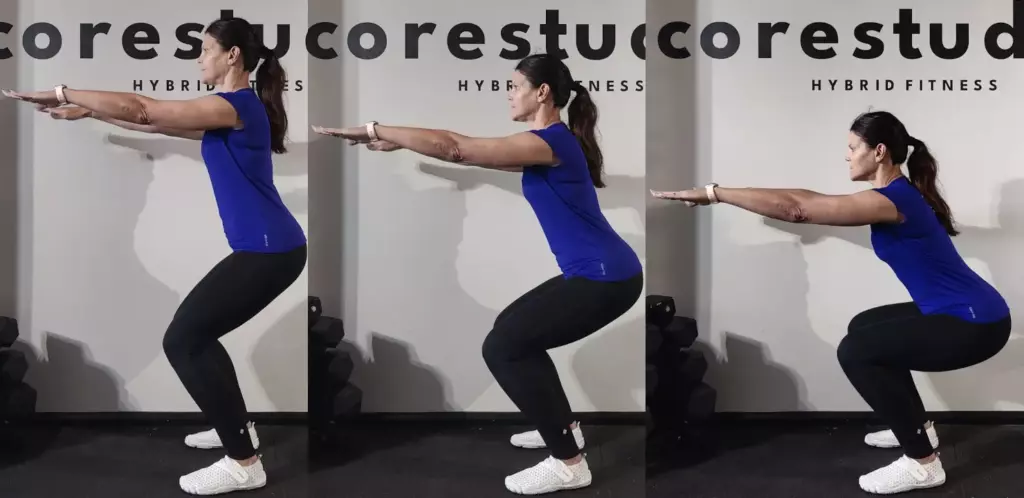 3 stages of bodyweight squat